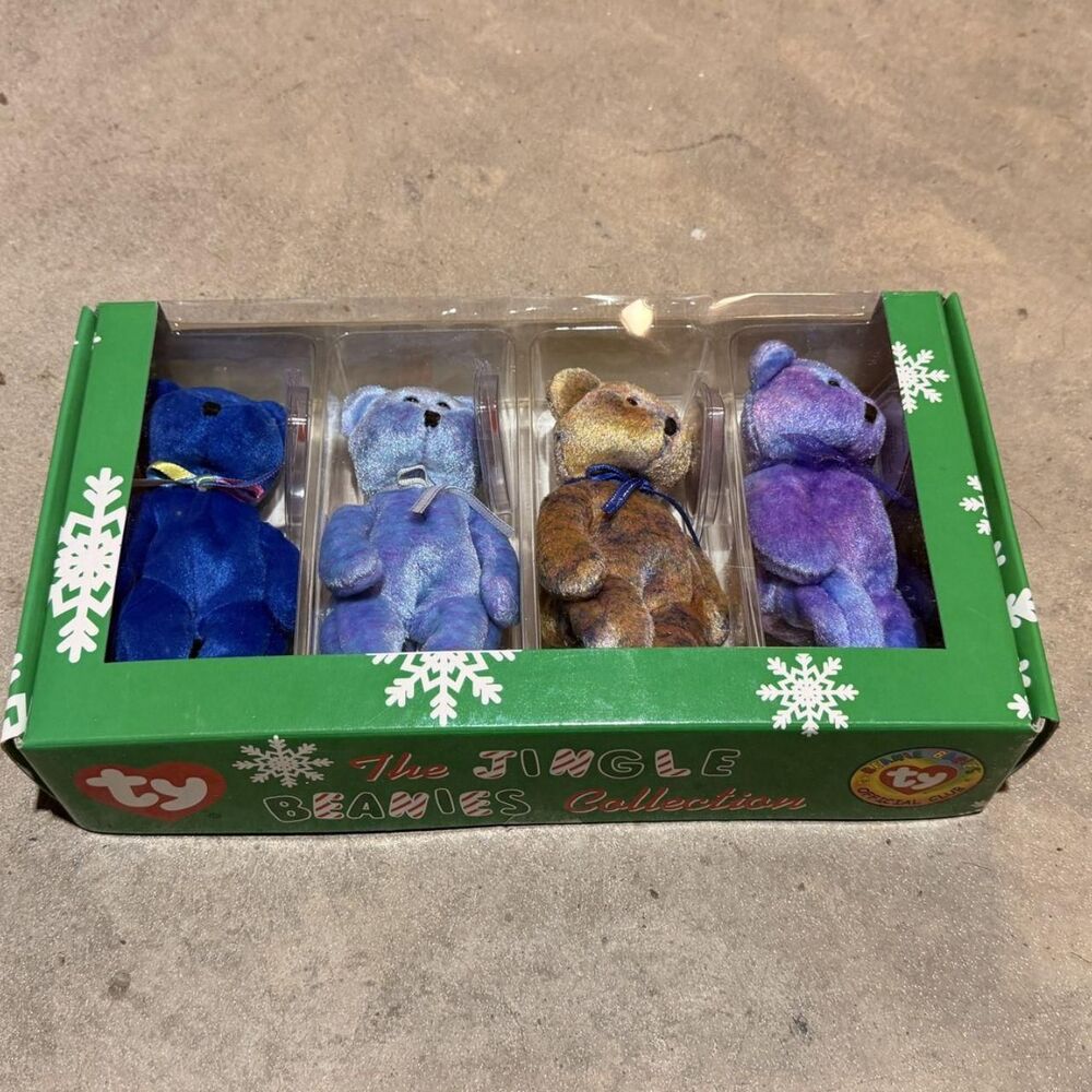 Ty Jingle Beanies Clubby Collection Set of 4 Mini Bears in Box